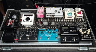 Chad Taylor keeps a well-stocked pedalboard on tour.