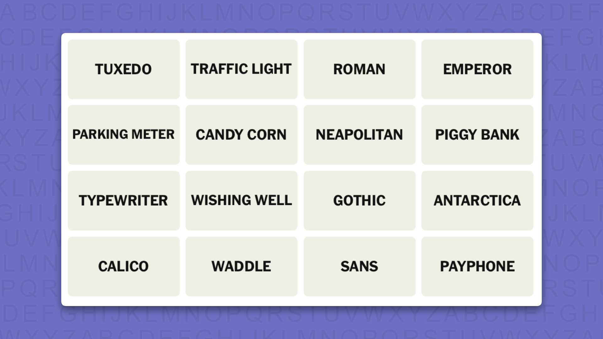 NYT Connections hints for game 1236 on a purple background