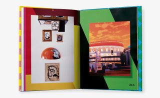 The book 'Artists who make books' open to show two adjacent pages with colourful art extracts