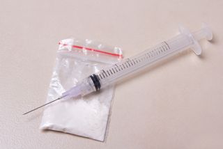 A bag of heroin powder