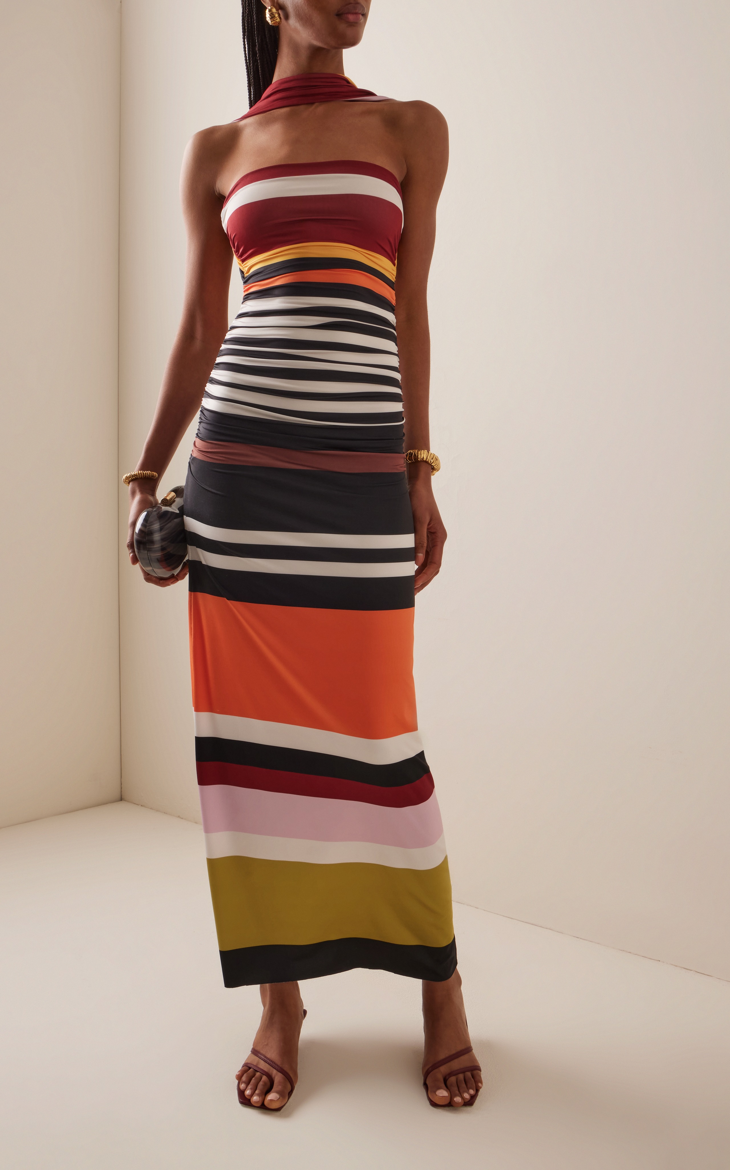 Ornella Ruched Jersey Maxi Dress