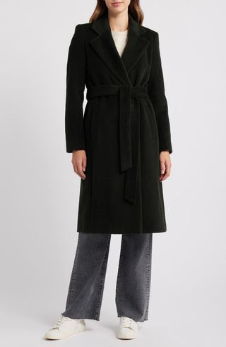 Tie Belt Wool Blend Wrap Coat