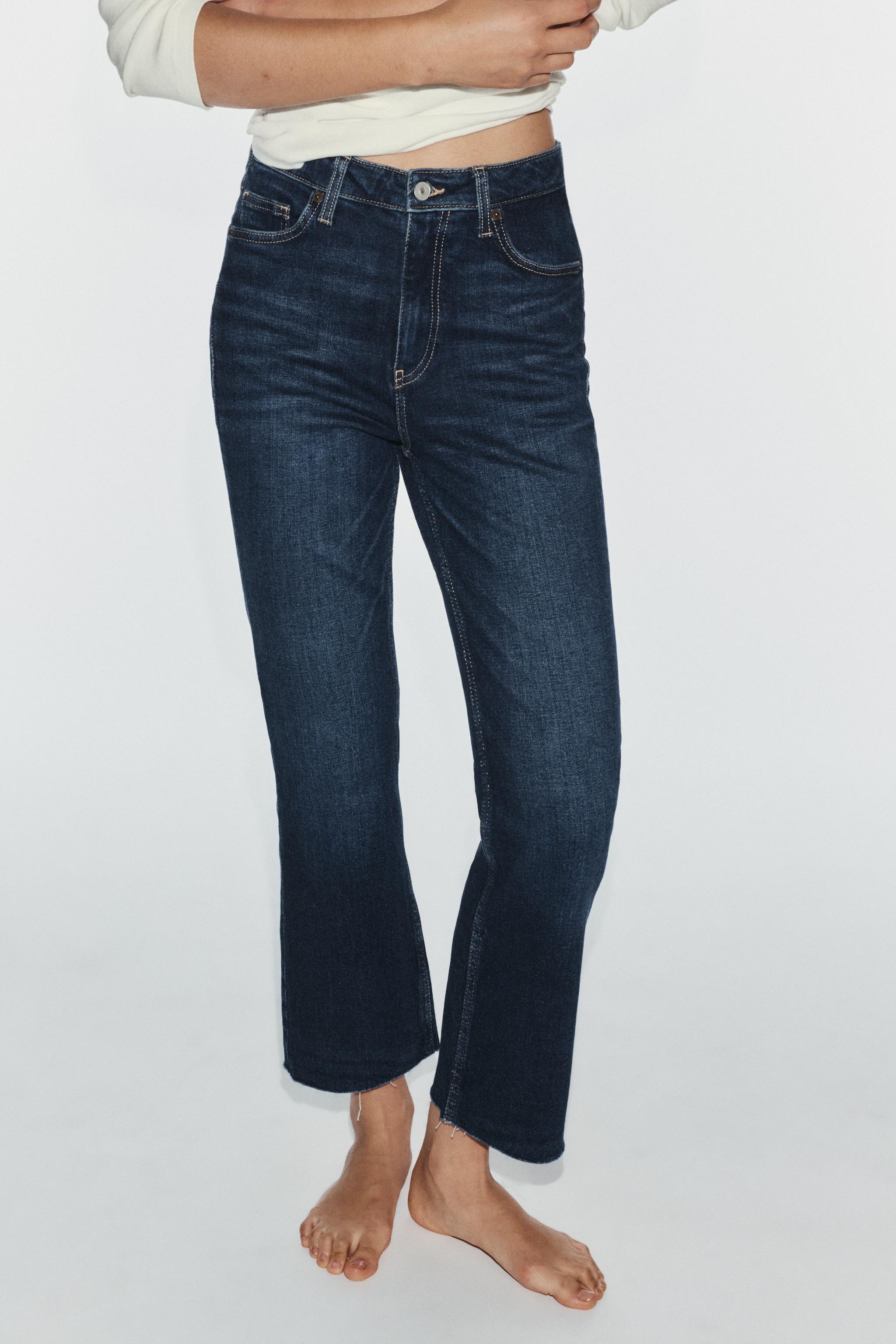 Trf Cropped Flare High Waist Jeans - Navy Blue - 25 (us 0)