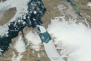 On July 31, 2012, a satellite showed the large iceberg had nearly reached the mouth of the fjord that houses Greenland's Petermann Glacier.