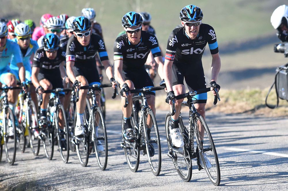 Sky takes its turn at the front of the pack.