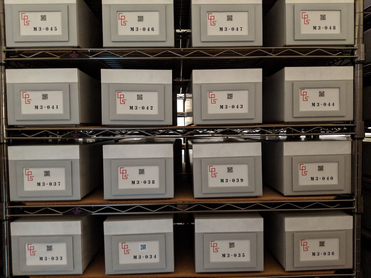 Games, boxes, and manuals are all stored separately, in climate-controlled rooms and special boxes and paper.