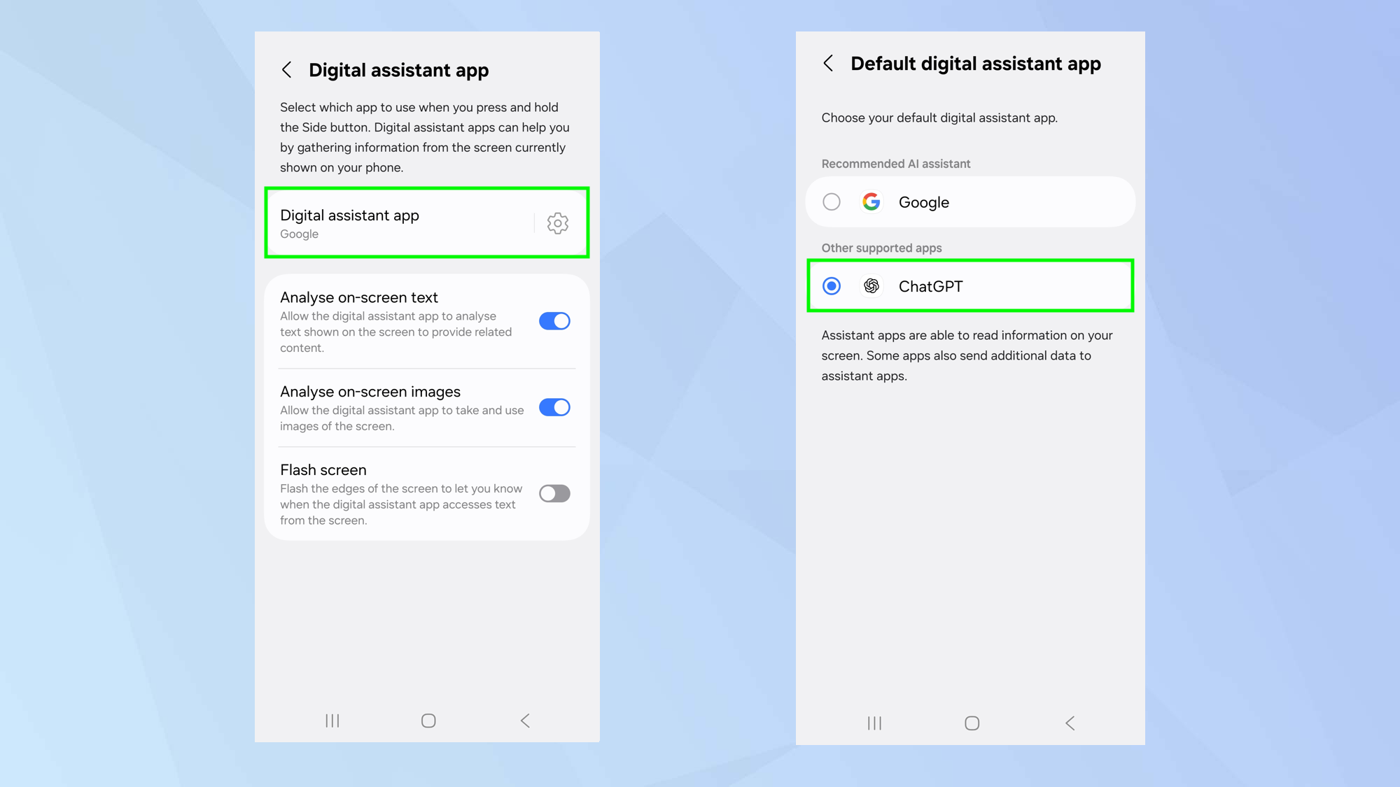 How to swap Gemini for ChatGPT as the default assistant in Android