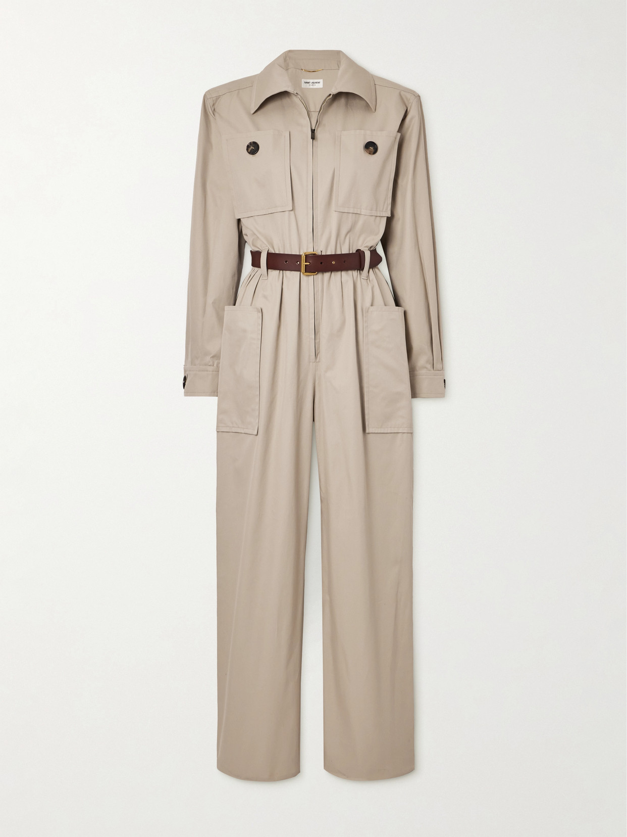 Belted Cotton-Twill Jumpsuit