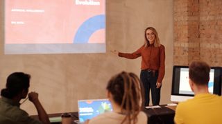 woman giving presentation on digital marketing