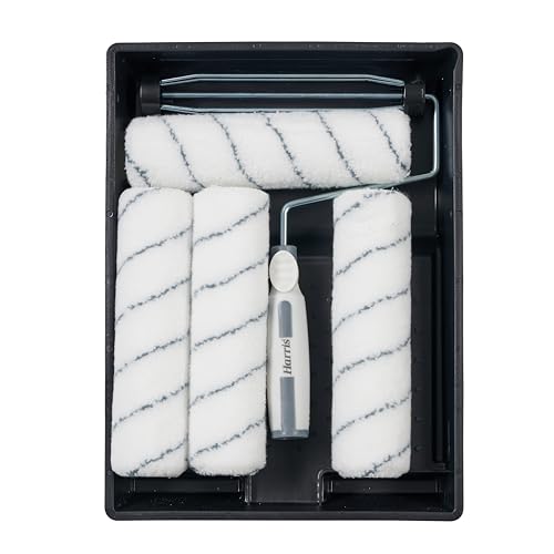 Harris Seriously Good Walls &amp;amp; Ceilings Paint Roller Set 9in, 1 X 9" Frame, 4 X 9" Medium Pile Roller Sleeves &amp;amp; Tray 9"