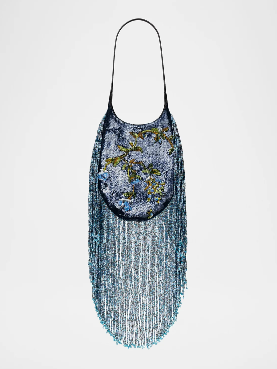 Tory Burch, Pierced Sequin Bead Fringe Shoulder Bag