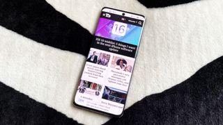 Huawei P50 Pro review: phone on zebra print blanket