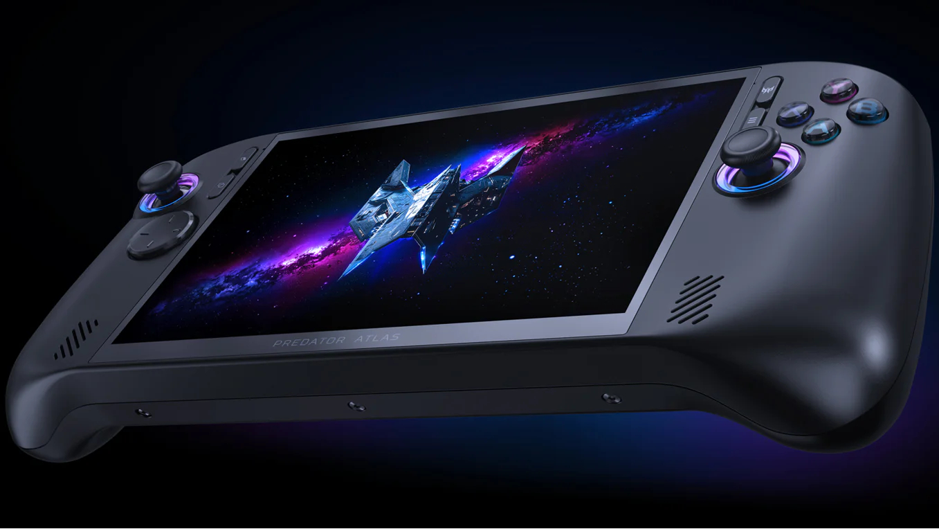 An Acer Predator Atlas 8 handheld gaming PC with Intel Arc G-Series chip.