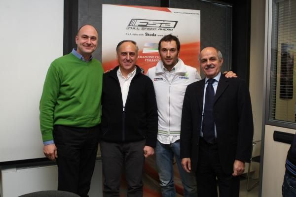Skoda's Marco Galdiolo, FSA's Claudio Marra, Ivan Basso and FCI President Renato Di Rocco