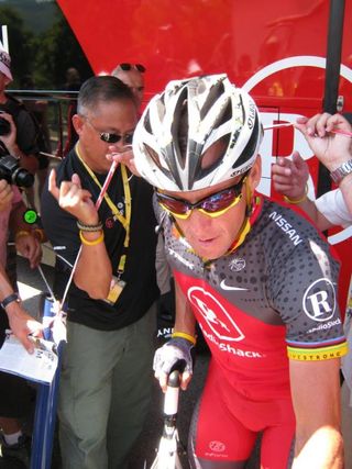 Lance Armstrong (RadioShack) heads out for another stage of his last ever Tour de France
