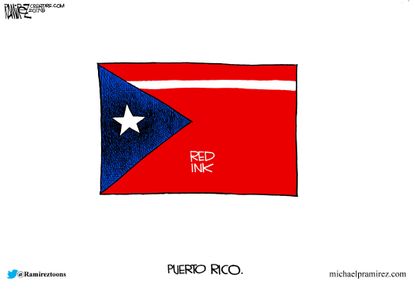 Political Cartoon U.S. Puerto Rico state red ink