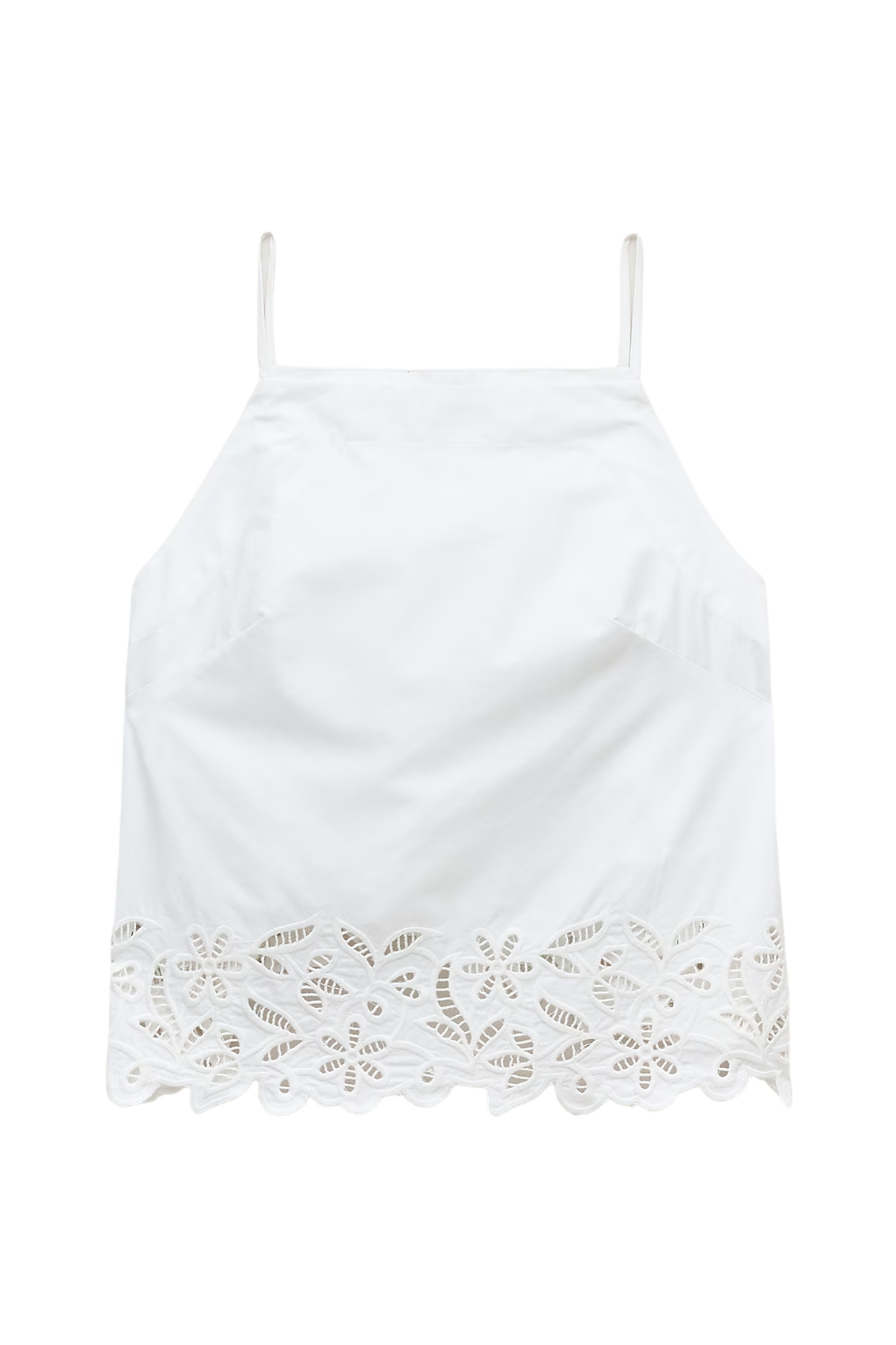 Embroidered High-Neck Top in Cotton Poplin