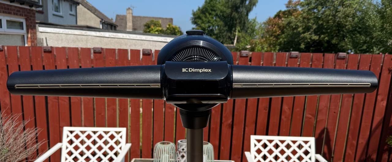 The Dimplex FlexBlade Multi-Directional Bladeless Fan looks like it's part of a plane, but despite its propeller-like…
