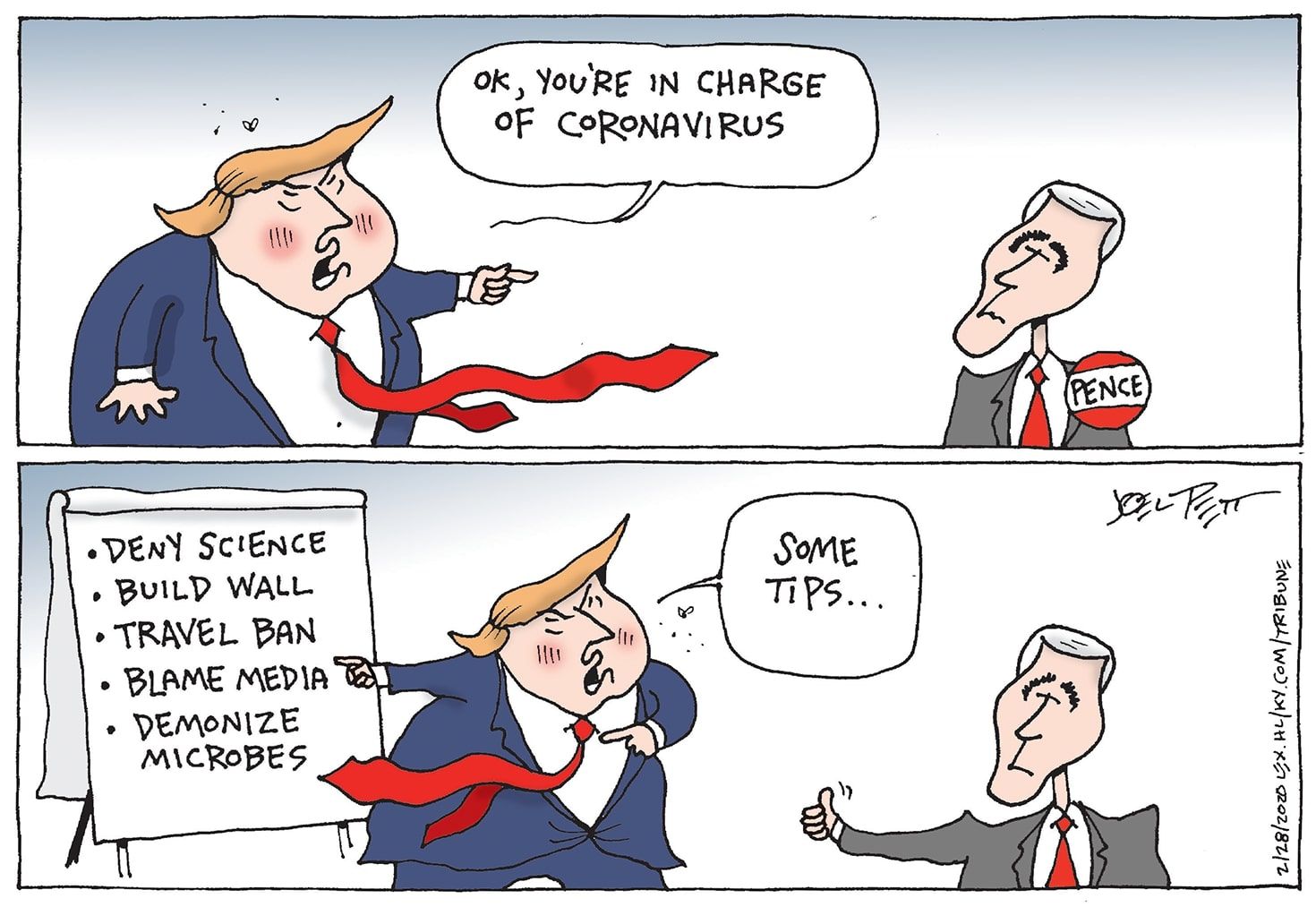 Political Cartoon U.S. Trump Pence HHS Coronavirus response denial ...