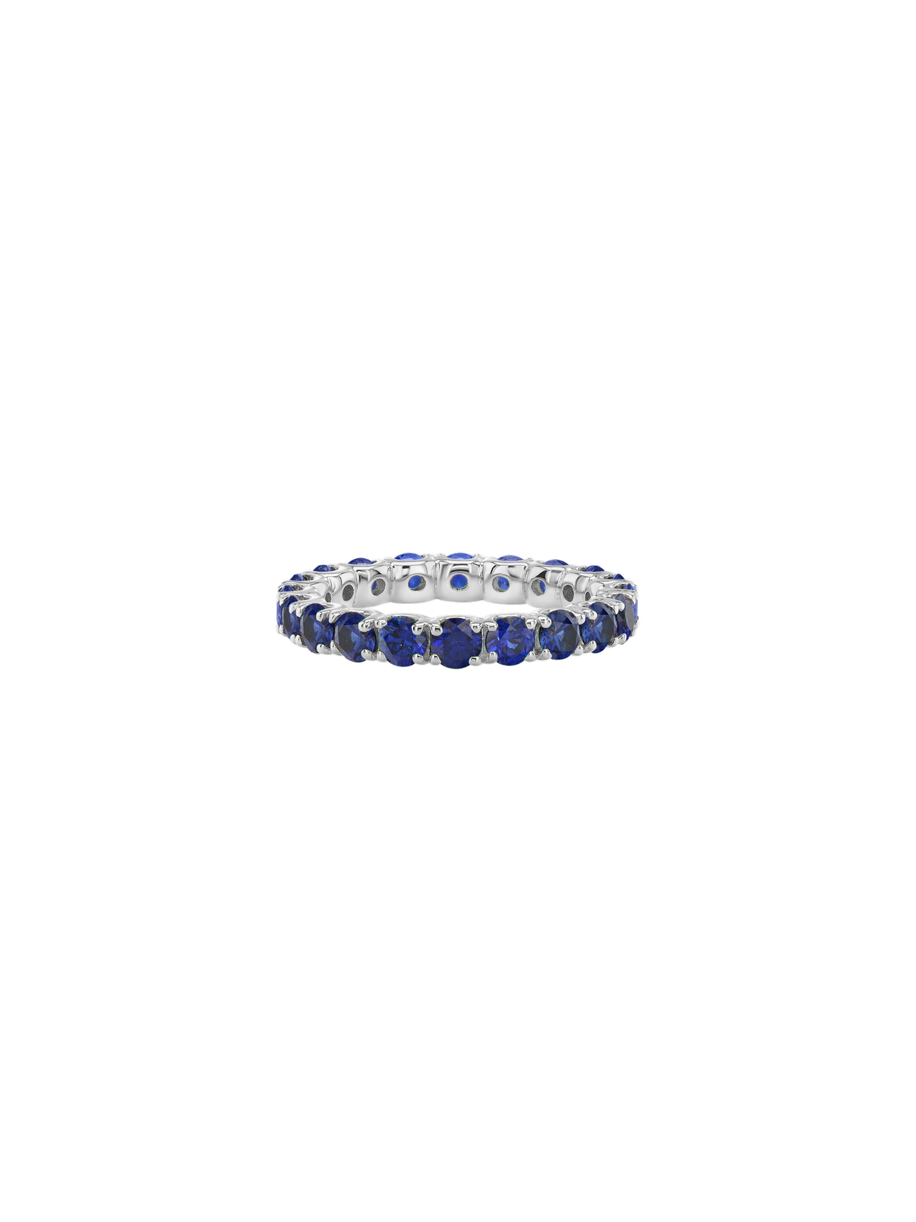 Round-Cut Eternity Band in Lab Blue Sapphire, Sterling Silver