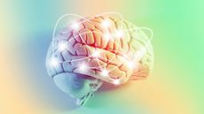 AI hallucination concept image showing human brain with glowing data points and colorful imagery.