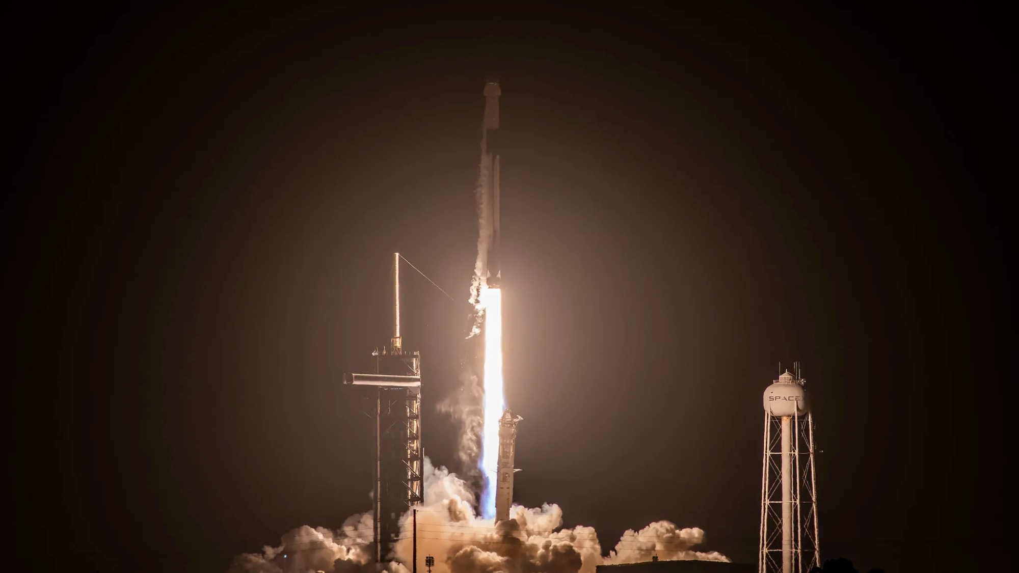 A SpaceX Falcon 9 rocket launches a Dragon cargo spacecraft from Launch Complex 39A at NASA’s Kennedy Space Center in Florida on April 21, 2025, on the company’s 32nd commercial resupply services mission for the agency to the International Space Station.