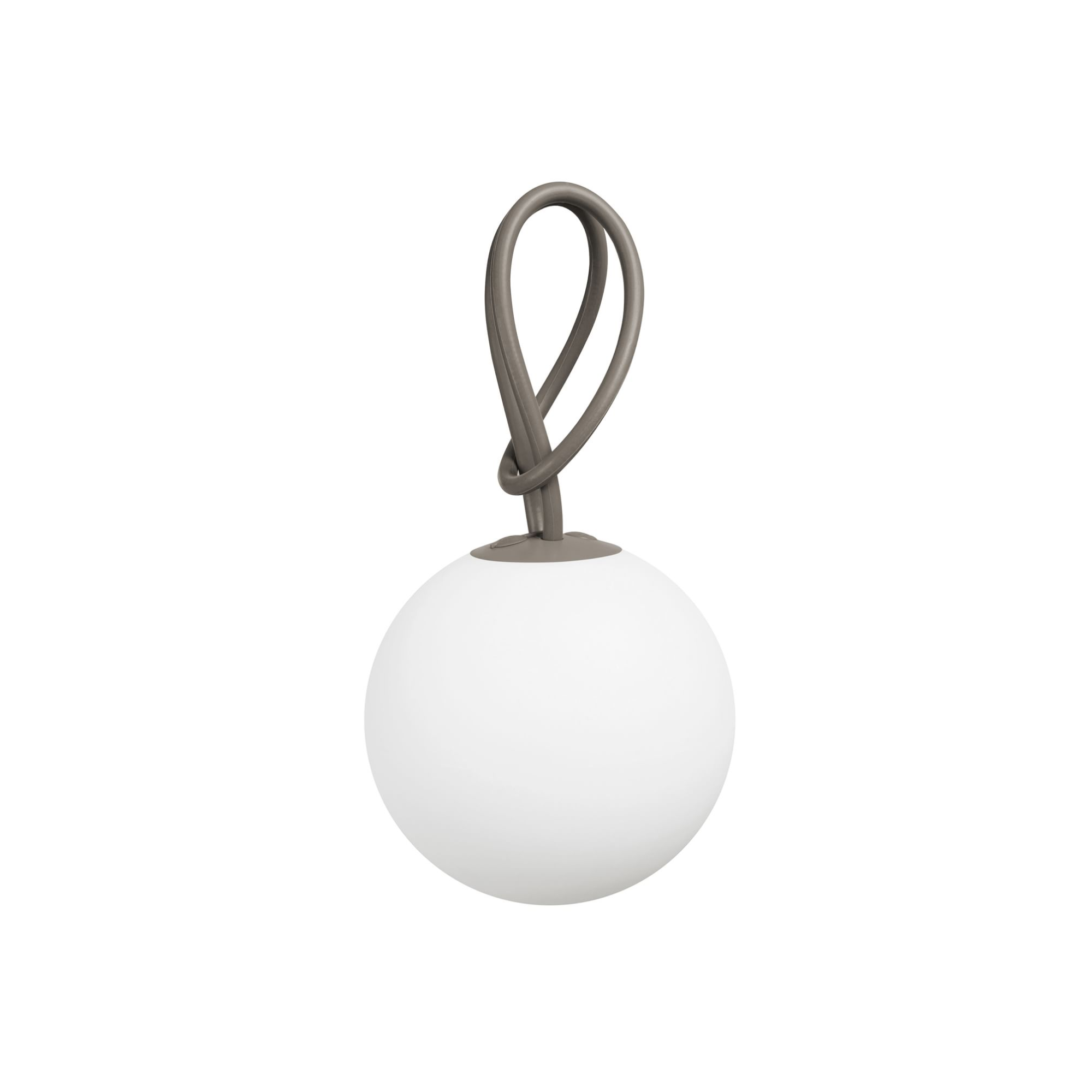 hanging spherical lamp with an attached cord in taupe