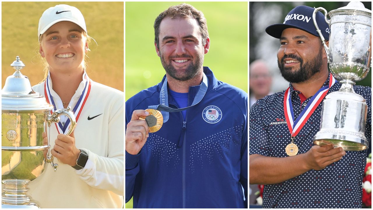 Maja Stark, Scottie Scheffler and JJ Spaun 