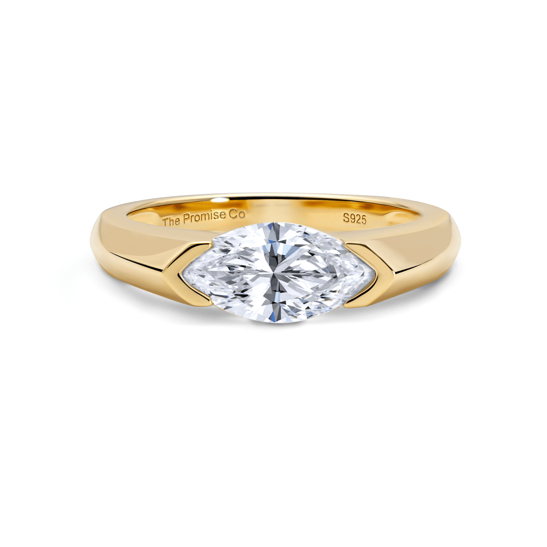 East West Half Bezel Marquise Ring - 18ct Gold Vermeil / 3