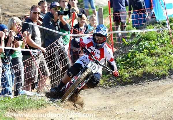Steve Smith (Canada) almost loses it in the final corner