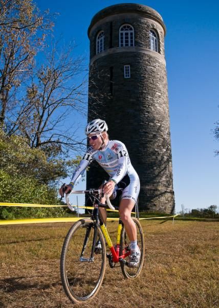 Shaun Adamson (Cycle-Smart) passes one of the historic buildings found on the DuPont estate.