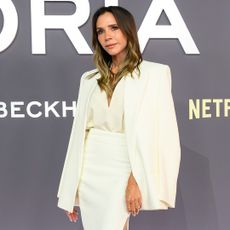 LONDON, ENGLAND - OCTOBER 08: Victoria Beckham attends the "Victoria Beckham" World Premiere at the Curzon Mayfair on October 08, 2025 in London, England. (Photo by Karwai Tang/WireImage)