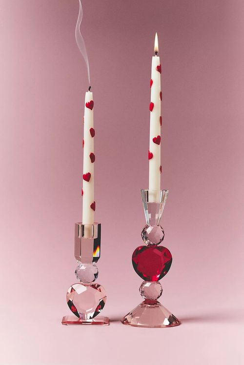 Heart Cut Glass Candle Holder