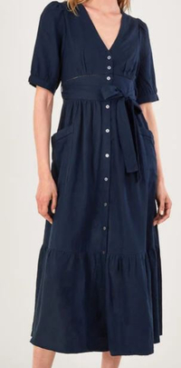 Cutwork Detail Tiered Dress in Blue |$65/£52.50 | Monsoon