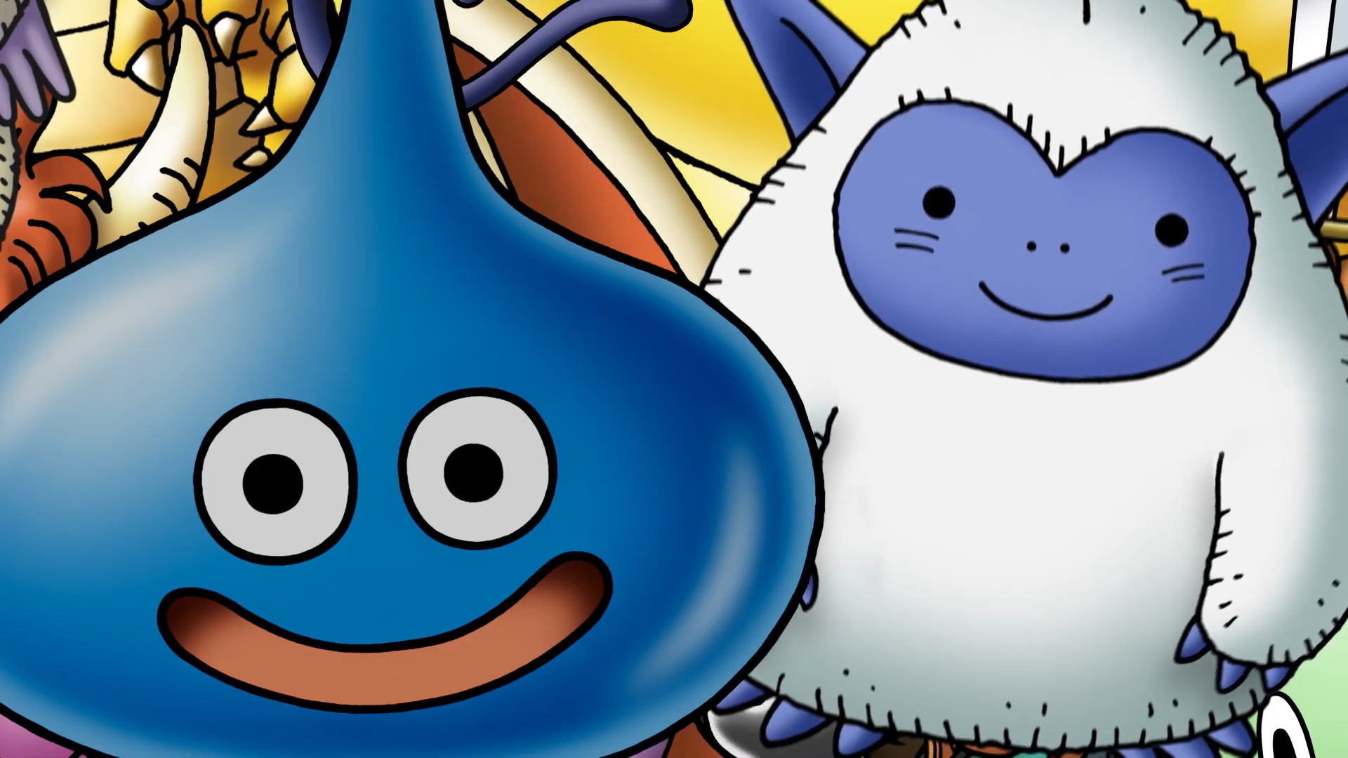 Dragon Quest Monsters: Withered World screenshot showing a slime next to another monster with white fur and blue ears