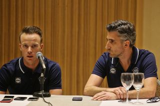 Iljo Keisse with Deceuninck-QuickStep press officer Alessandro Tegner