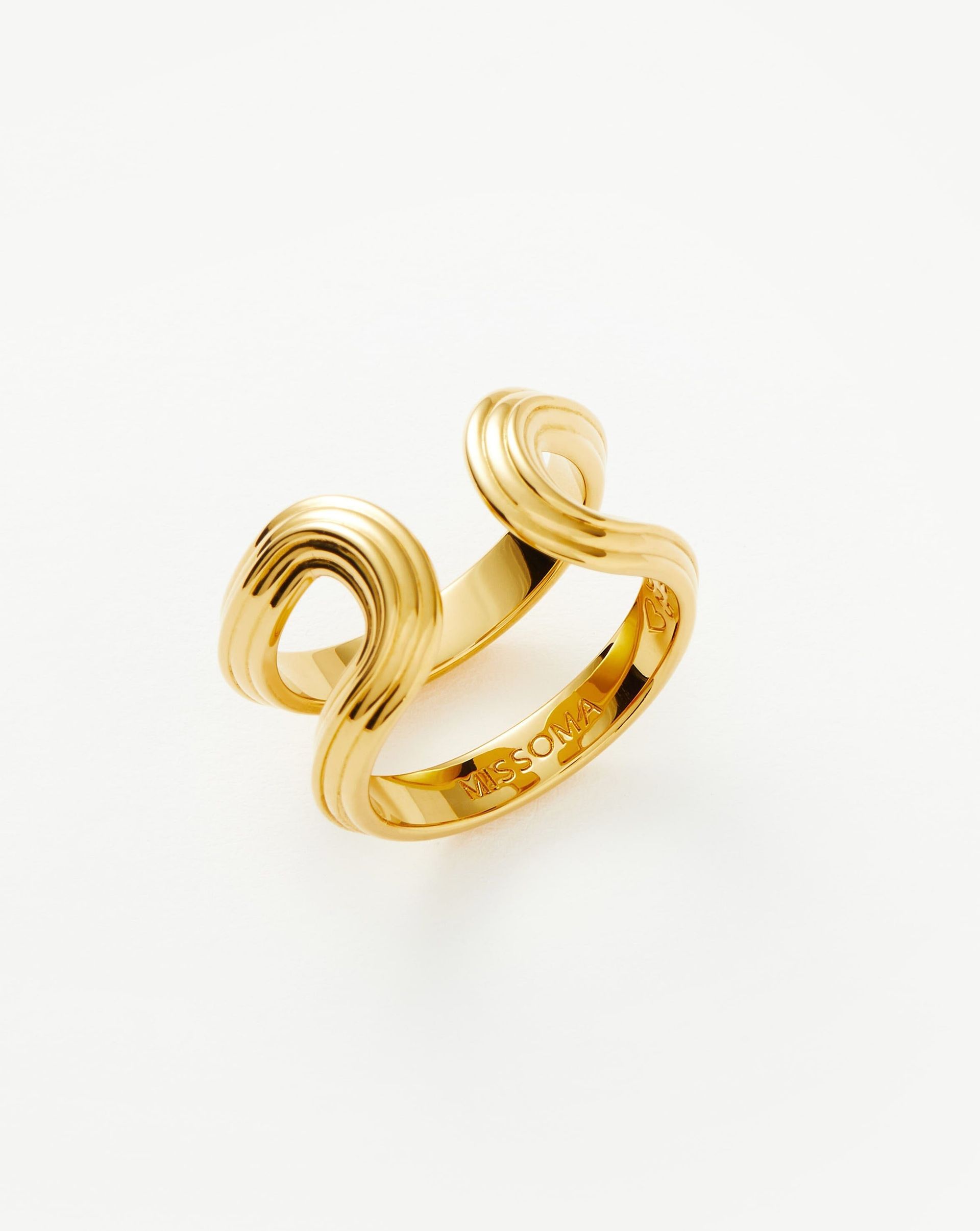 Zenyu Link Ridge Open Ring | 18ct Gold Plated Vermeil