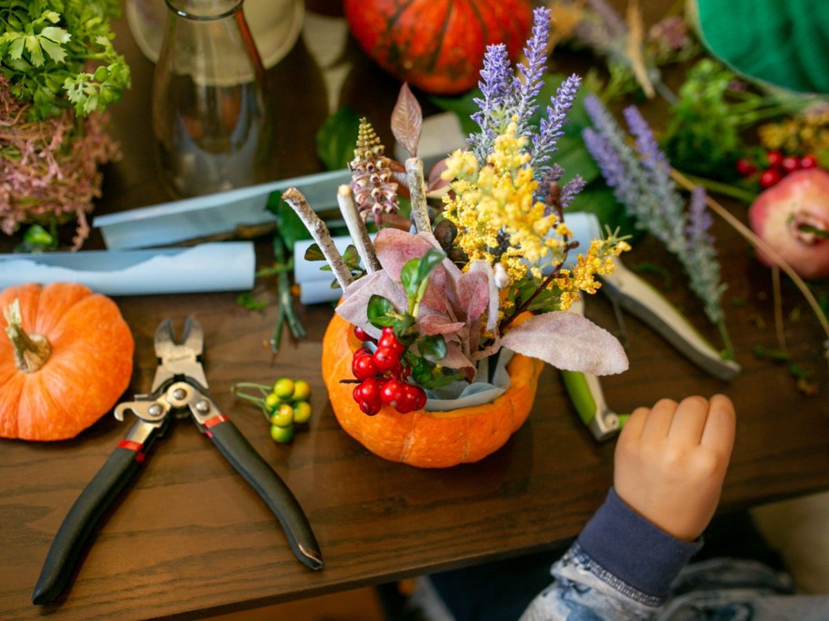 自分で作る花かぼちゃのセンターピース