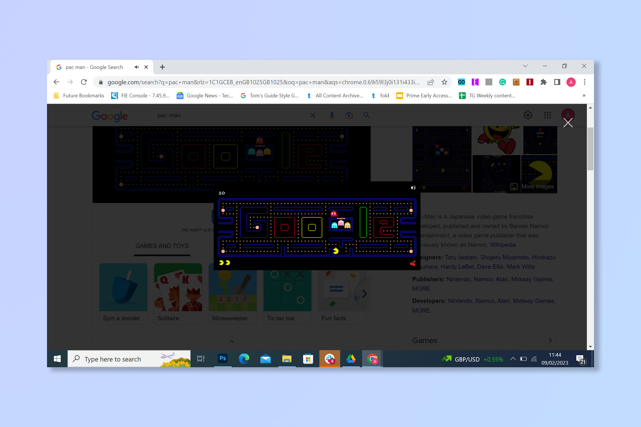 Как играть в Pac-Man в Chrome