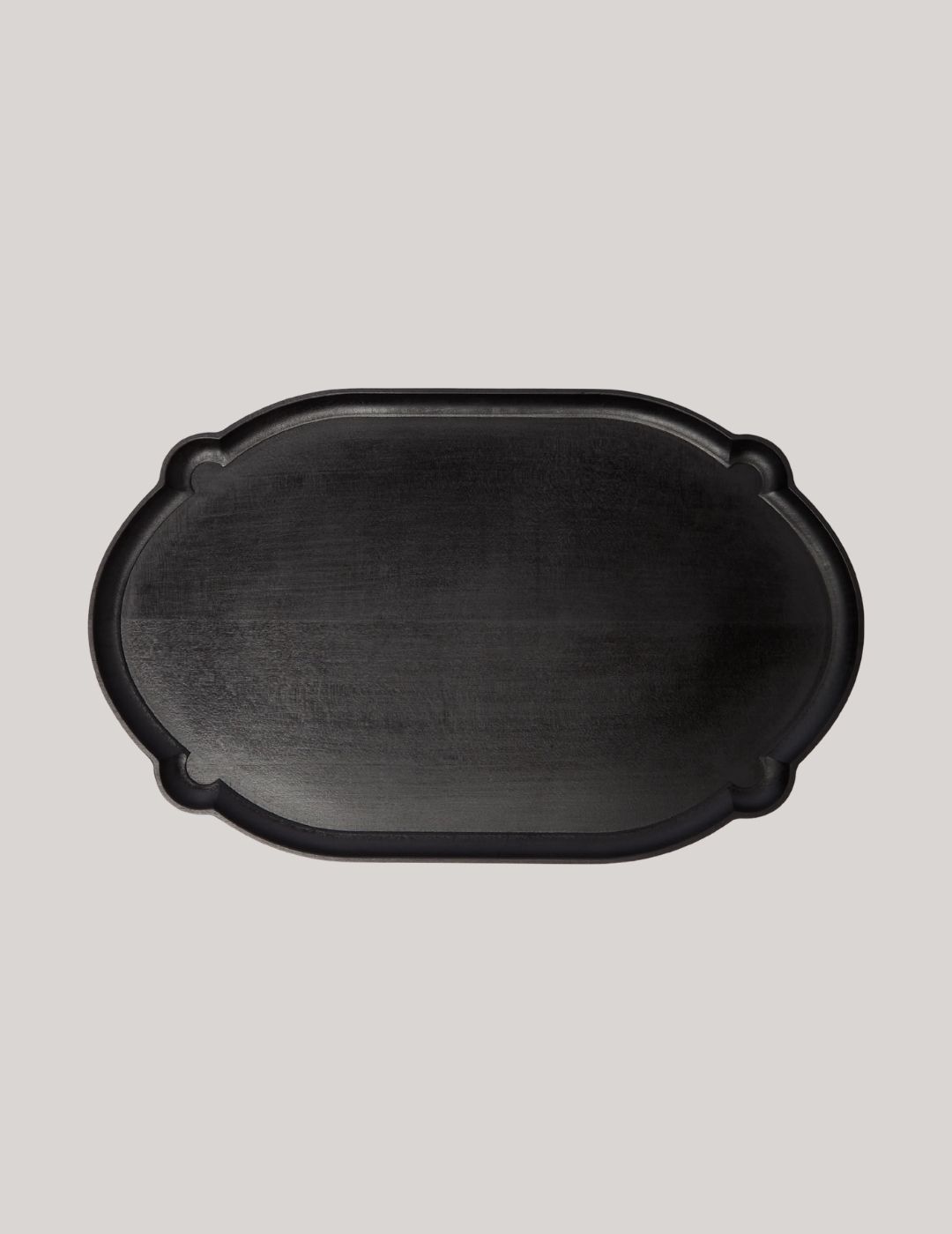 Ifuji Italian Hand-Carved Wood Large Tray against pale gray background.