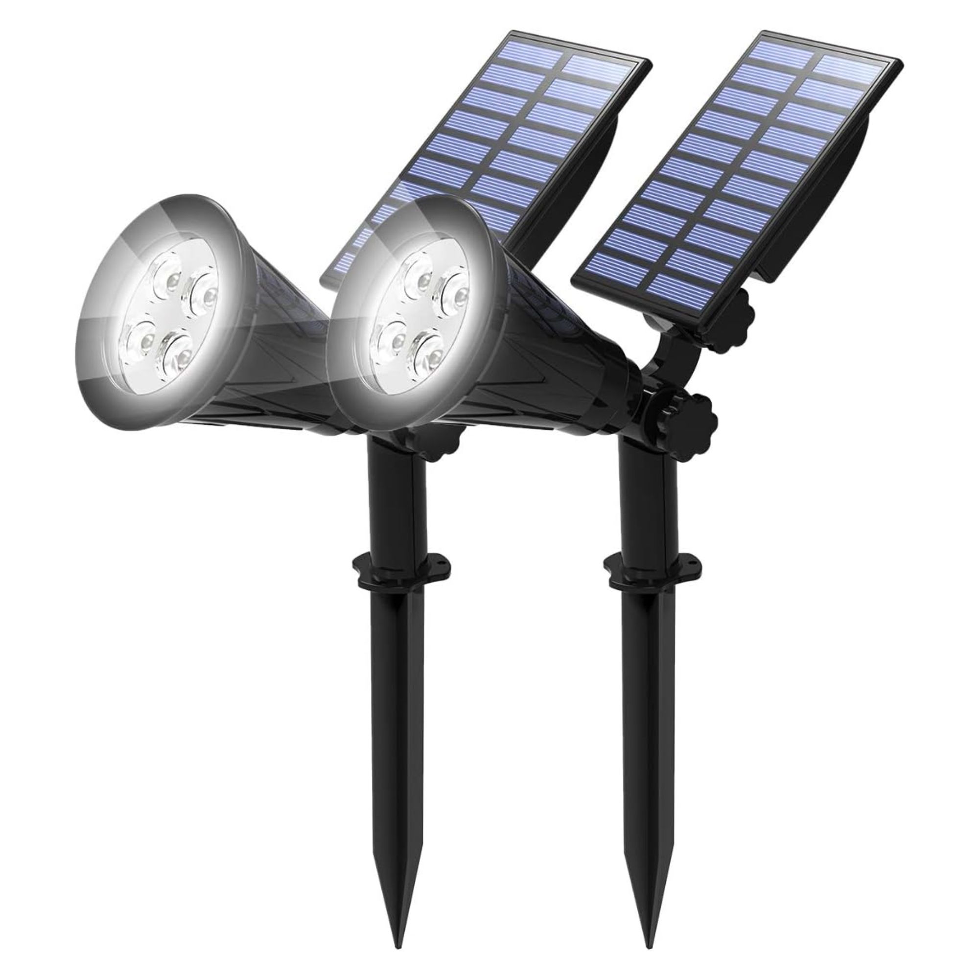 Two T-Sun LED spotlights against a white background