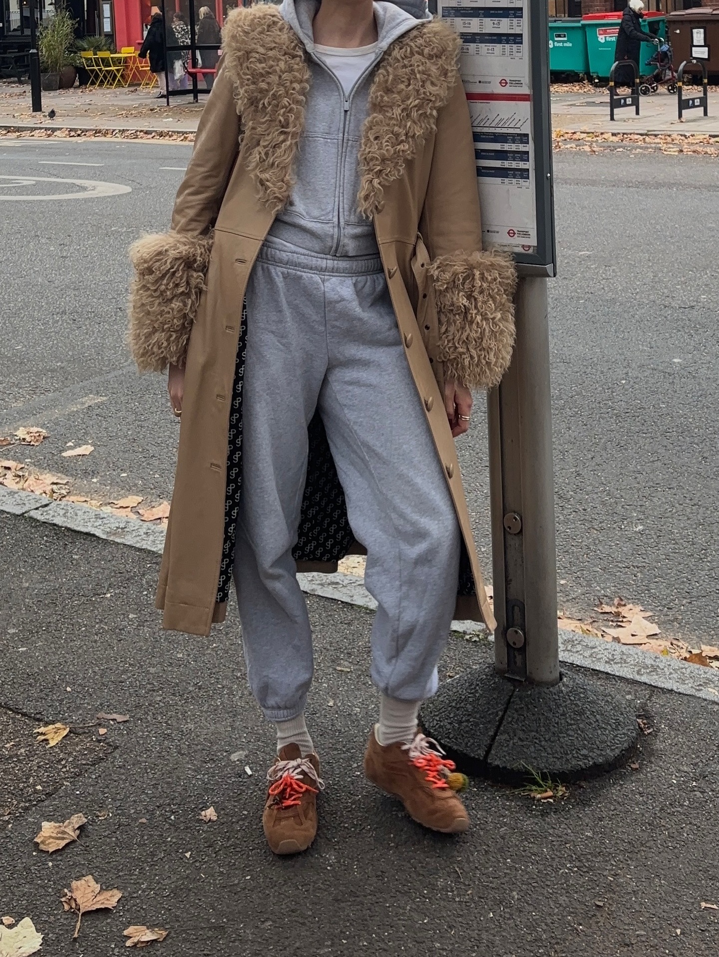 Fashion Person Lou Northcote wears best brown trainers.