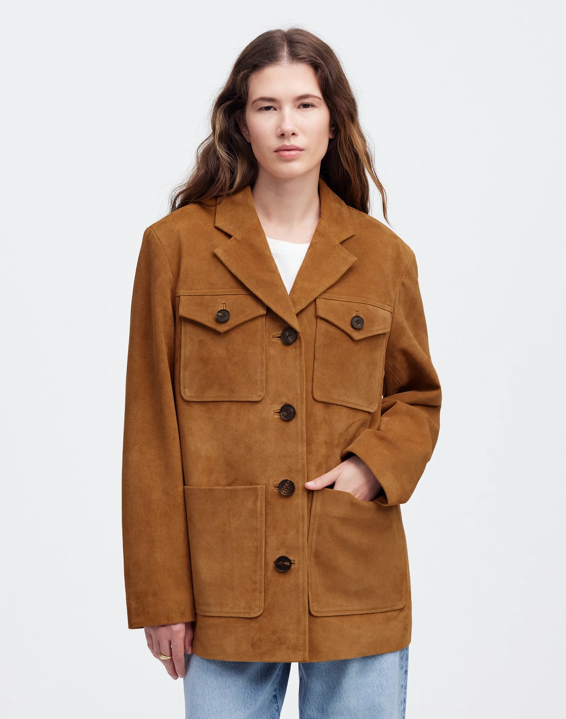 Long Chore Blazer in Suede