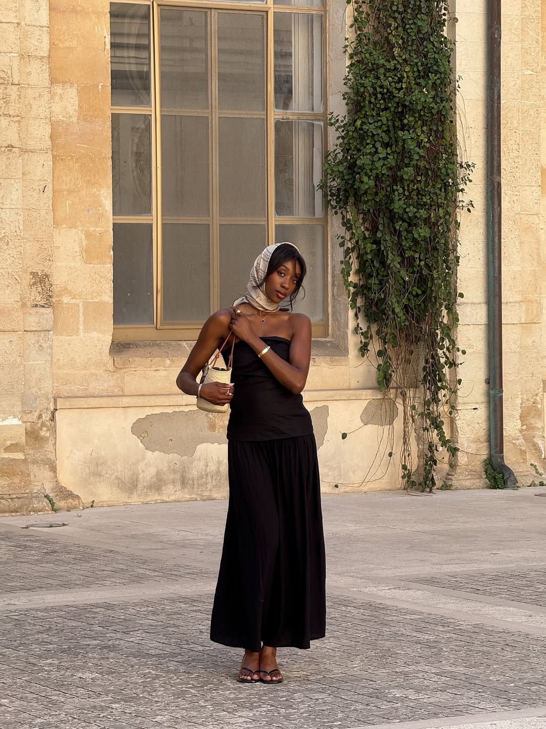 Emmanuelle Koffi in a silk headscarf