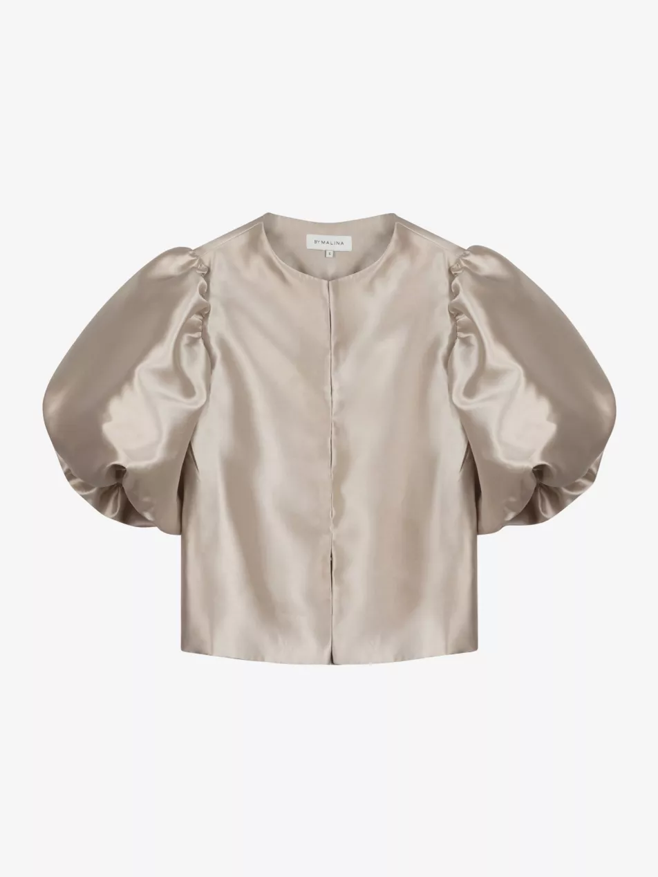 Cleo Balloon-Sleeve Satin Blouse - Xs