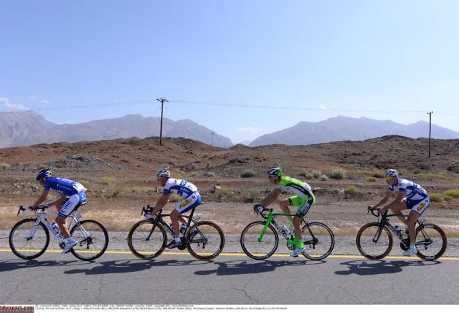Alessandro Bazzana (UnitedHealthcare) sets the pace in the four-man breakaway