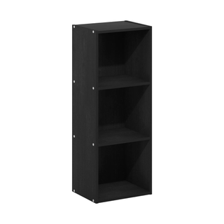 A black 3-tiered bookcase