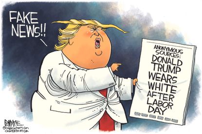 Political Cartoon U.S. Trump fake news