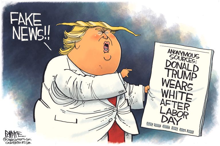 Political Cartoon U.S. Trump fake news