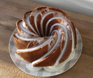 A lemon Bundt cake made in the Hamilton Beach Electric Stand Mixer